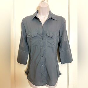 James Perse Carbon Grey Contrast Panel Shirt